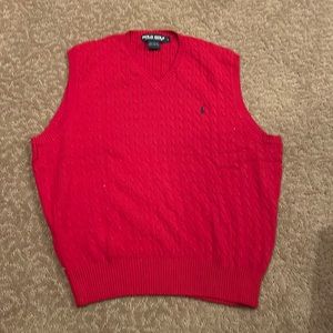 Vintage Polo Ralph Lauren Cable Knit Sweater Vest Red Large